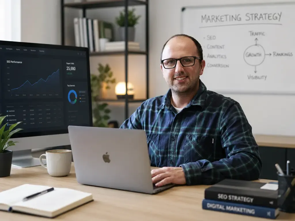 Ambiente de trabalho de um consultor SEO e criador de sites